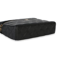 Chanel Black Quilted Caviar Top Handle Slim Vanity Handbag With Chain Handbag clasp