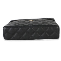 Chanel Black Quilted Caviar Top Handle Slim Vanity Handbag With Chain Handbag stamp