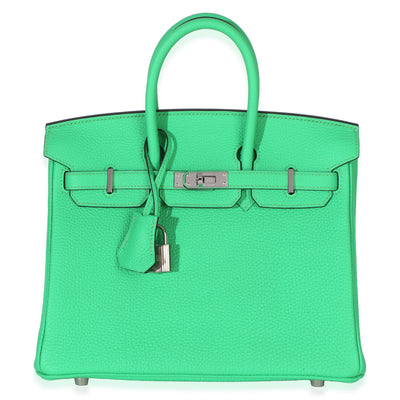 Hermès Vert Comics Togo Birkin 25 PHW Handbag fv