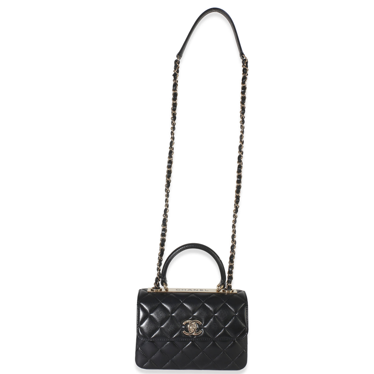 Chanel Black Quilted Lambskin Mini Trendy CC Top Handle Handbag av