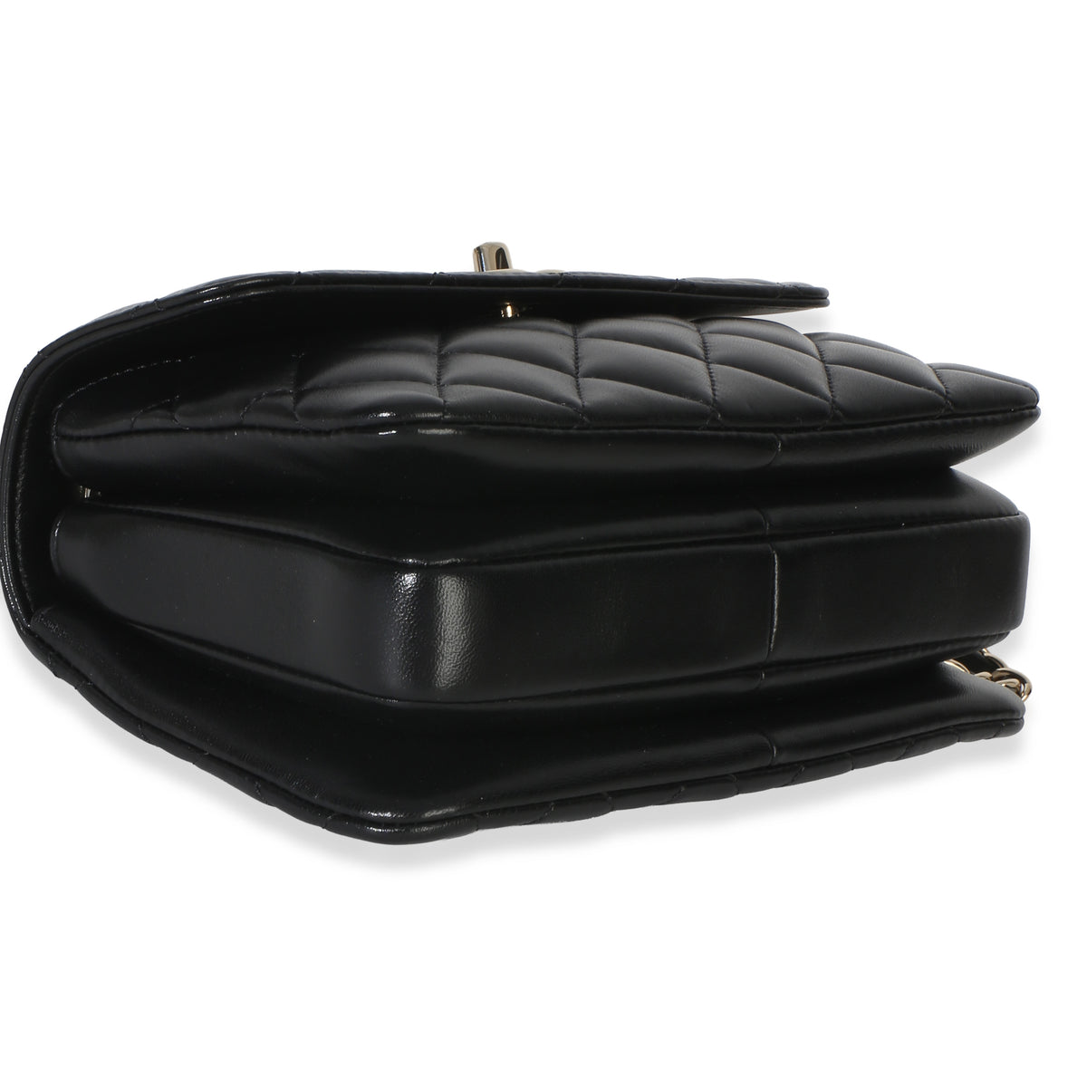 Chanel Black Quilted Lambskin Mini Trendy CC Top Handle Handbag clasp