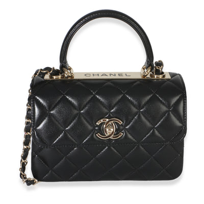 Chanel Black Quilted Lambskin Mini Trendy CC Top Handle Handbag fv