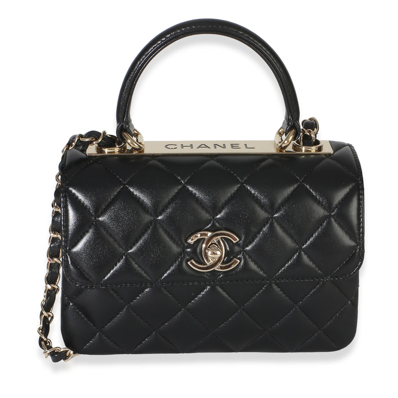 Chanel Black Quilted Lambskin Mini Trendy CC Top Handle Handbag fv
