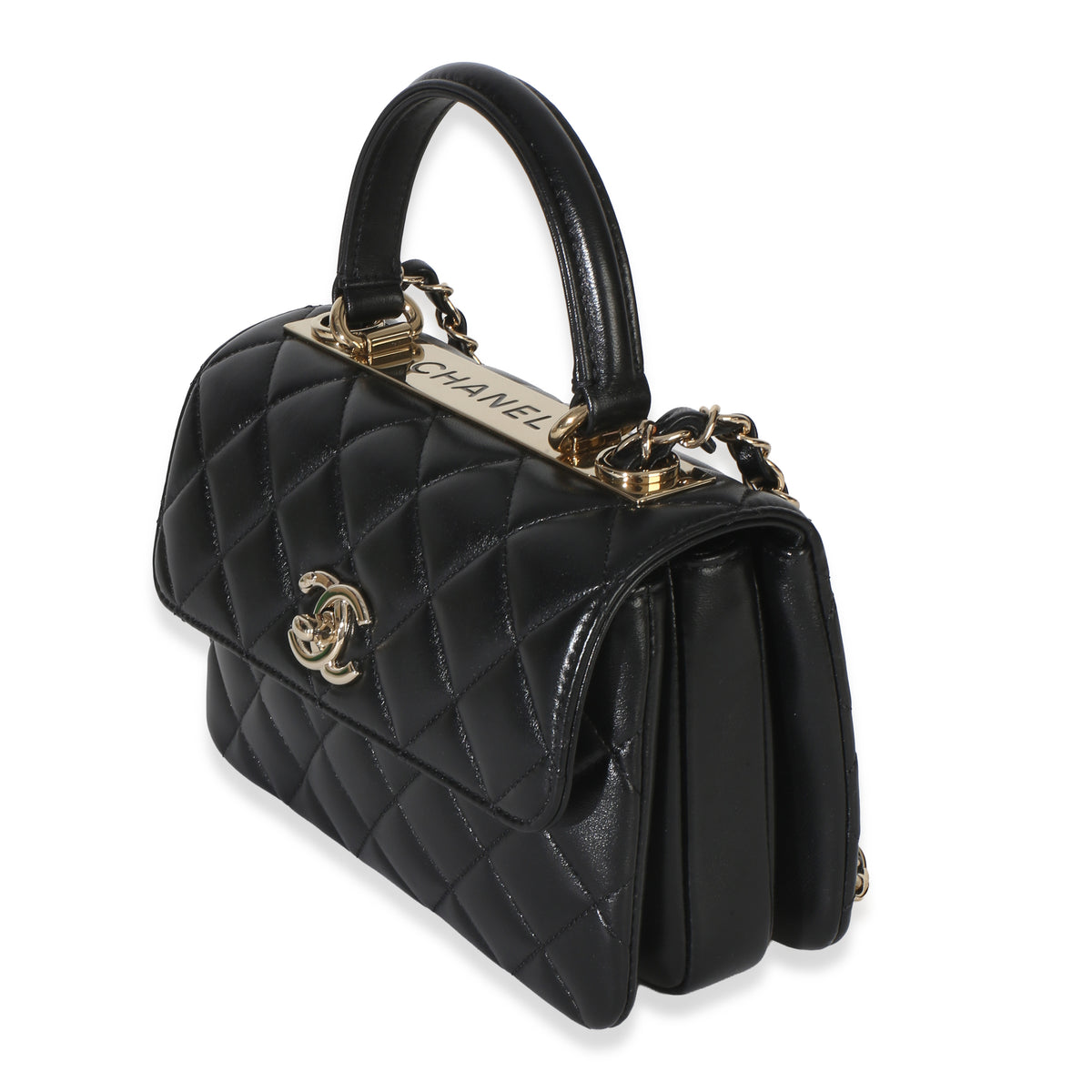 Chanel Black Quilted Lambskin Mini Trendy CC Top Handle Handbag sv