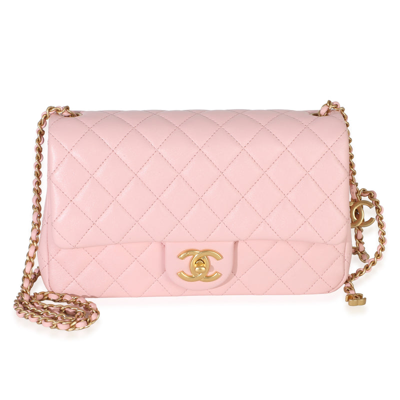 Chanel Pink Quilted Lambskin Small CC Crush Flap Bag Handbag fv