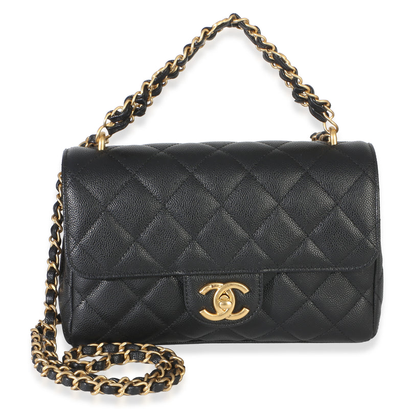 Chanel Black Quilted Caviar Coco First Flap Bag Handbag fv
