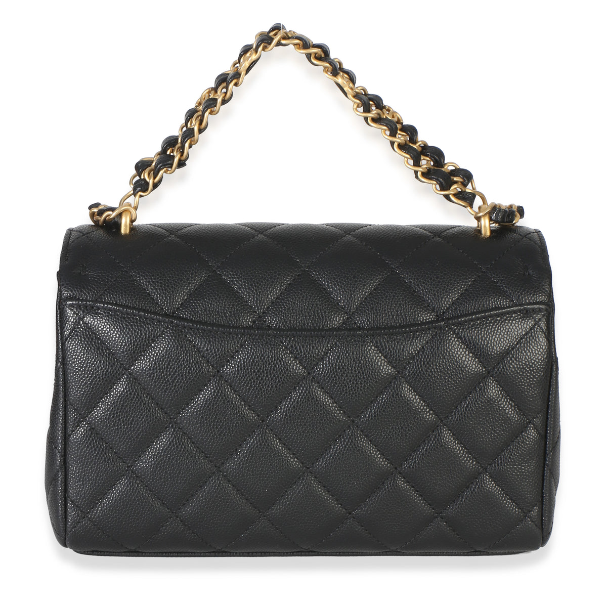 Chanel Black Quilted Caviar Coco First Flap Handbag Handbag bv