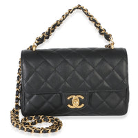 Chanel Black Quilted Caviar Coco First Flap Handbag Handbag fv