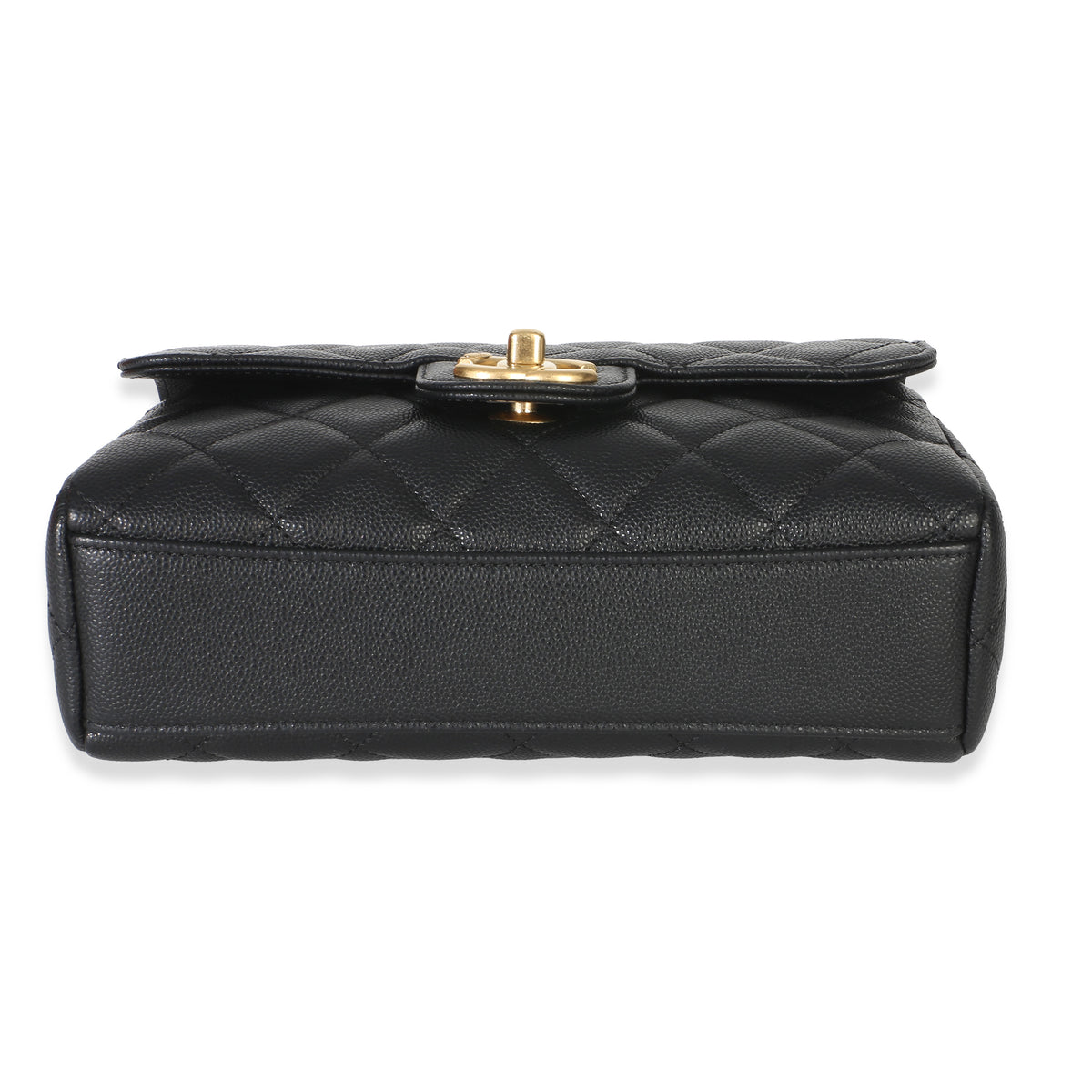 Chanel Black Quilted Caviar Coco First Flap Handbag Handbag stamp