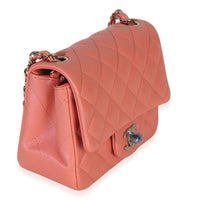 Chanel Iridescent Pink Quilted Lambskin Mini Square Flap Handbag pv