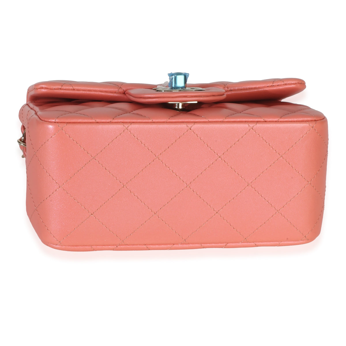 Chanel Iridescent Pink Quilted Lambskin Mini Square Flap Handbag stamp