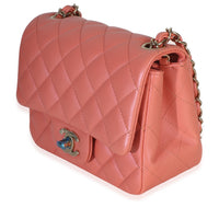 Chanel Iridescent Pink Quilted Lambskin Mini Square Flap Handbag sv