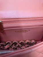 Chanel Iridescent Pink Quilted Lambskin Mini Square Flap Handbag