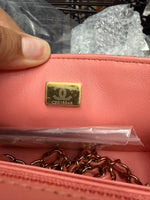 Chanel Iridescent Pink Quilted Lambskin Mini Square Flap Handbag
