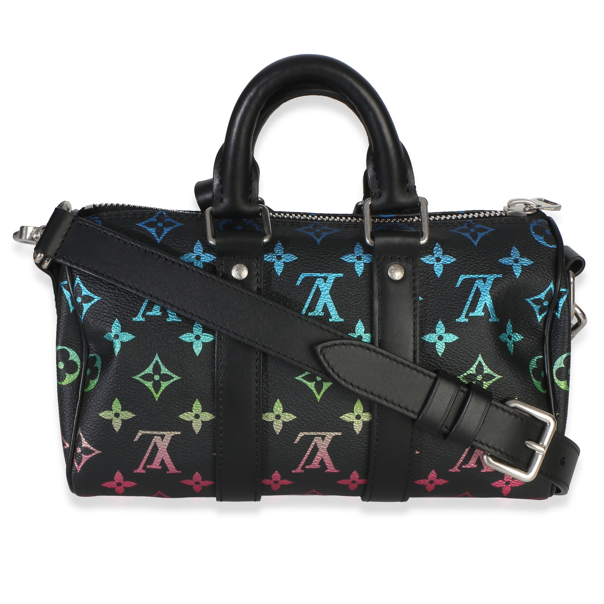 Louis Vuitton Iridescent Black Multicolor Monogram Keepall Bandouliere 25 Handbag bv