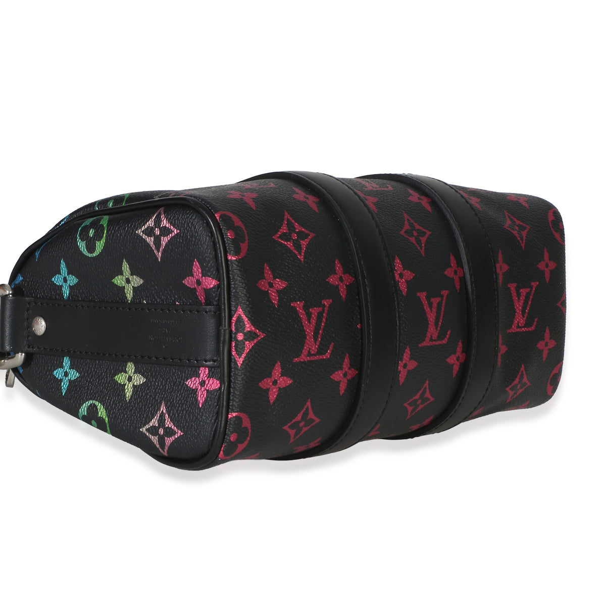 Louis Vuitton Iridescent Black Multicolor Monogram Keepall Bandouliere 25 Handbag clasp