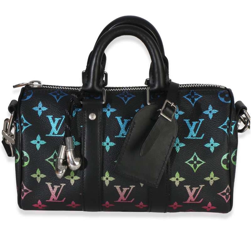 Louis Vuitton Iridescent Black Multicolor Monogram Keepall Bandouliere 25 Handbag fv