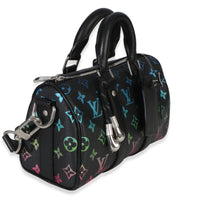 Louis Vuitton Iridescent Black Multicolor Monogram Keepall Bandouliere 25 Handbag pv