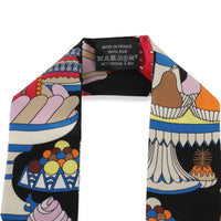 Hermès Black Blanc Bleu La Patisserie Francaise Silk Twilly pv