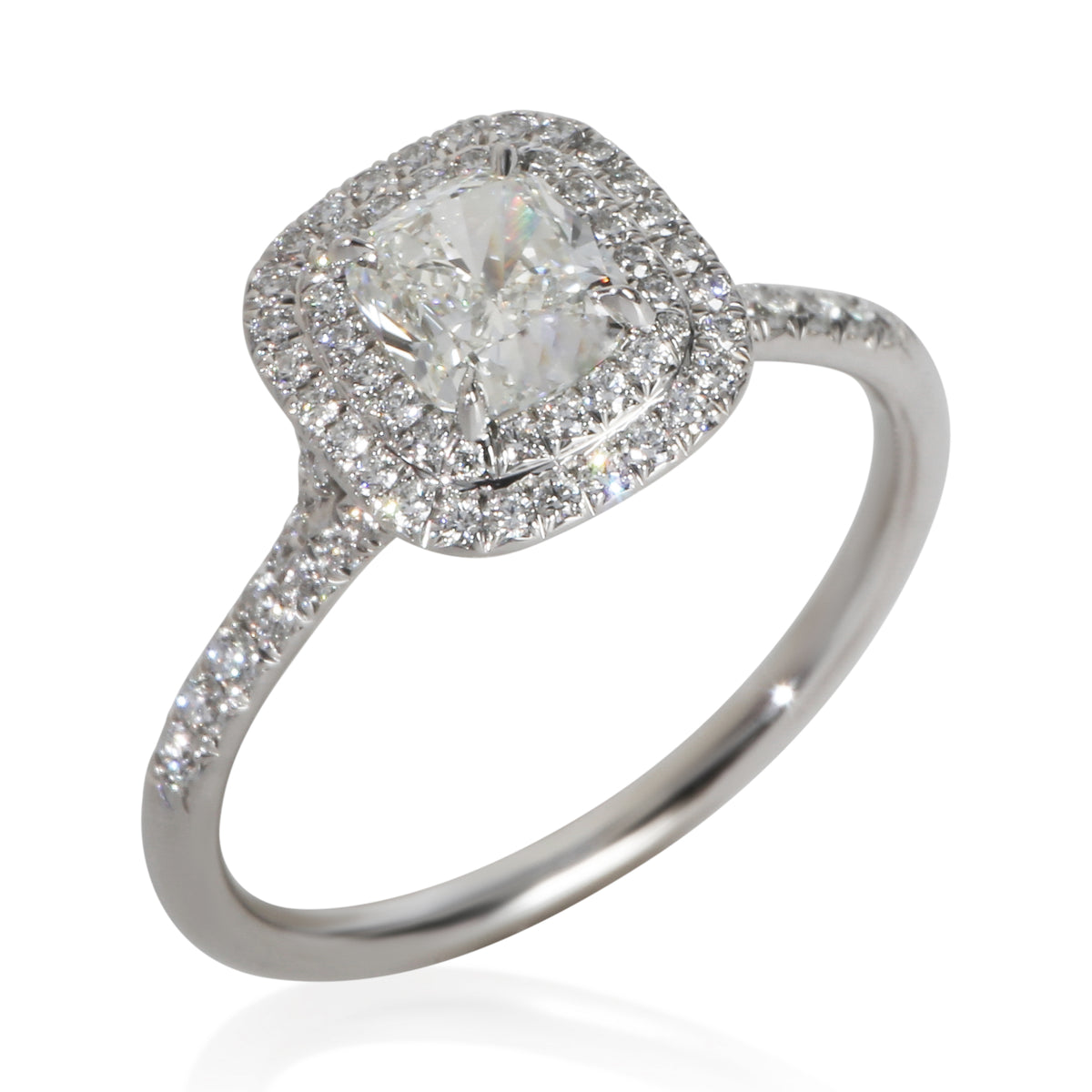 Tiffany & Co. 1.07 ct Cushion Diamond Soleste Double Halo Engagement Ring clasp