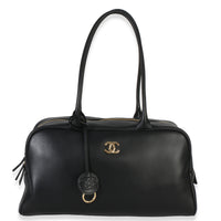 Chanel 26P Black Calfskin Large Bowling Bag Handbag fv