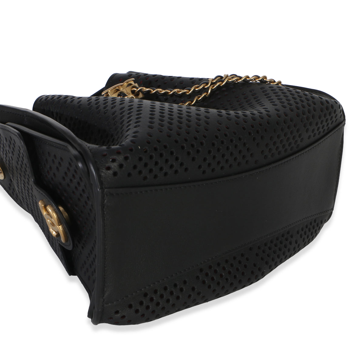 Chanel Black Perforated Calfskin Small  25 Hobo Handbag av