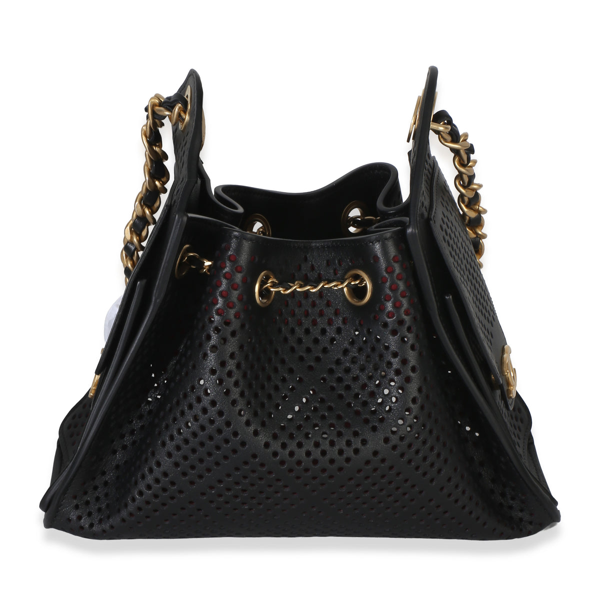 Chanel Black Perforated Calfskin Small  25 Hobo Handbag bv