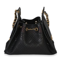 Chanel Black Perforated Calfskin Small  25 Hobo Handbag bv