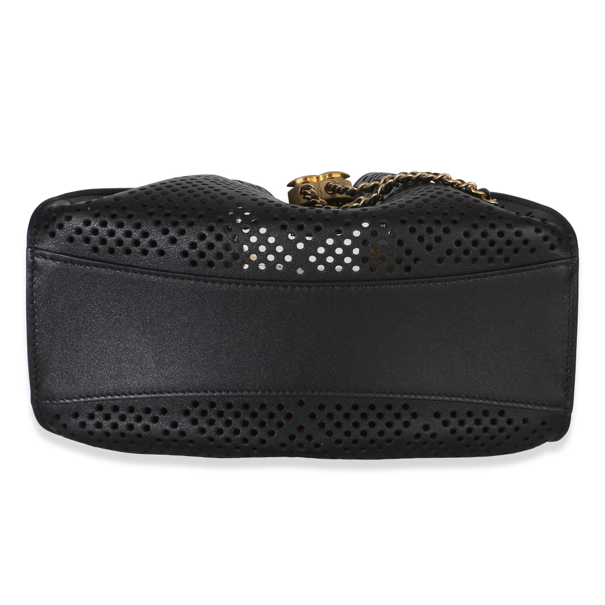 Chanel Black Perforated Calfskin Small  25 Hobo Handbag stamp