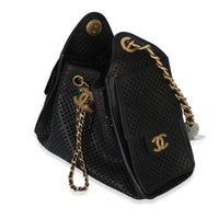 Chanel Black Perforated Calfskin Small  25 Hobo Handbag sv