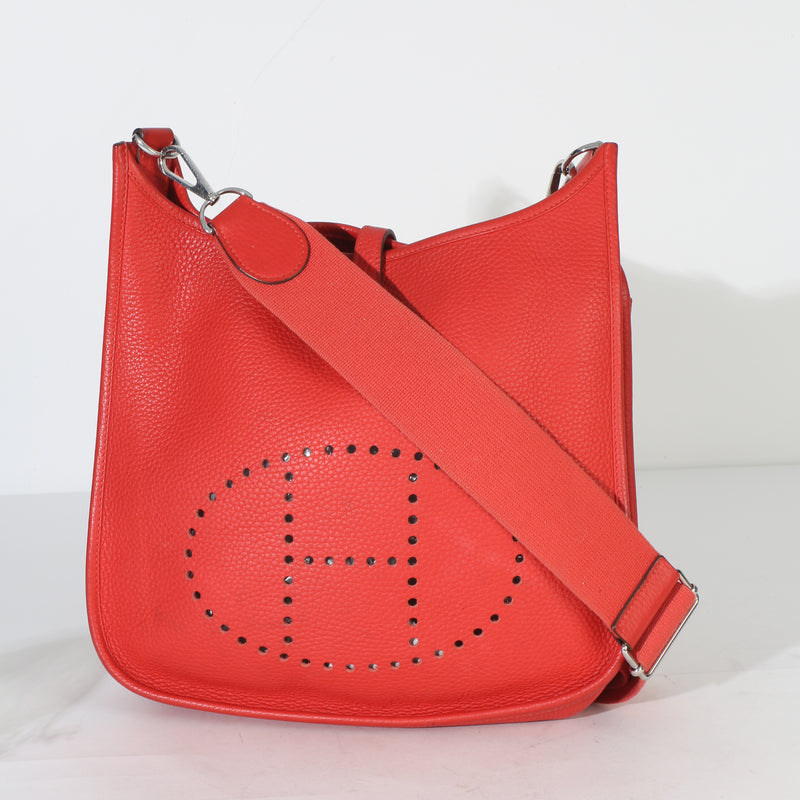 Hermès Rouge Tomate Clemence Evelyne III PM 29 PHW Handbag id