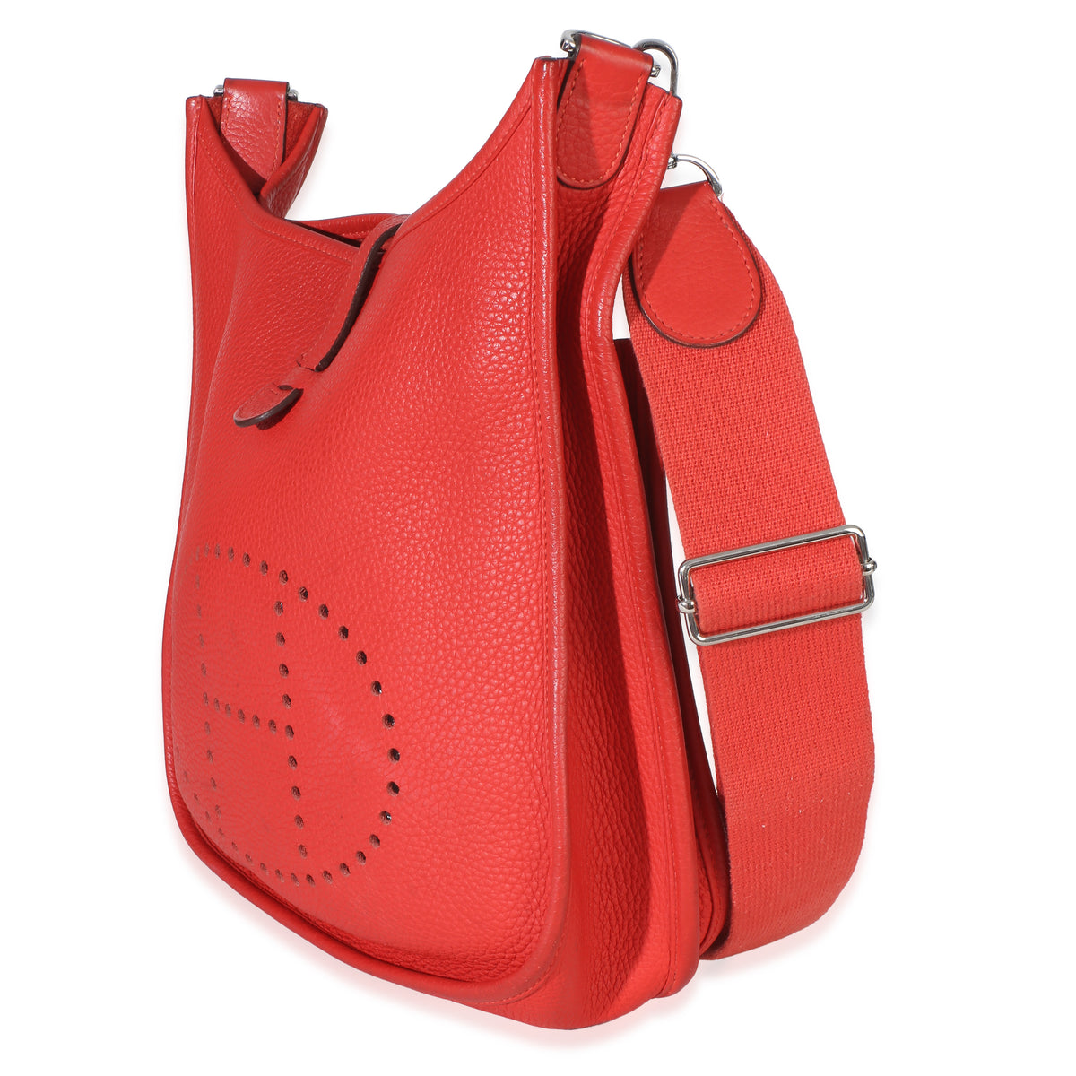 Hermès Rouge Tomate Clemence Evelyne III PM 29 PHW Handbag sv