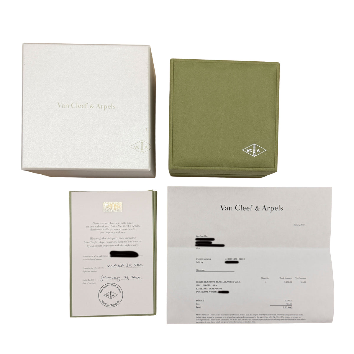 Van Cleef & Arpels White Gold  Signature Perlee Bracelet box