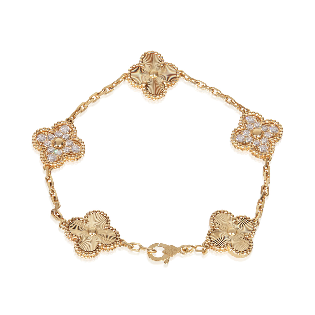 Van Cleef & Arpels Yellow Gold Diamond Vintage Alhambra Bracelet pv