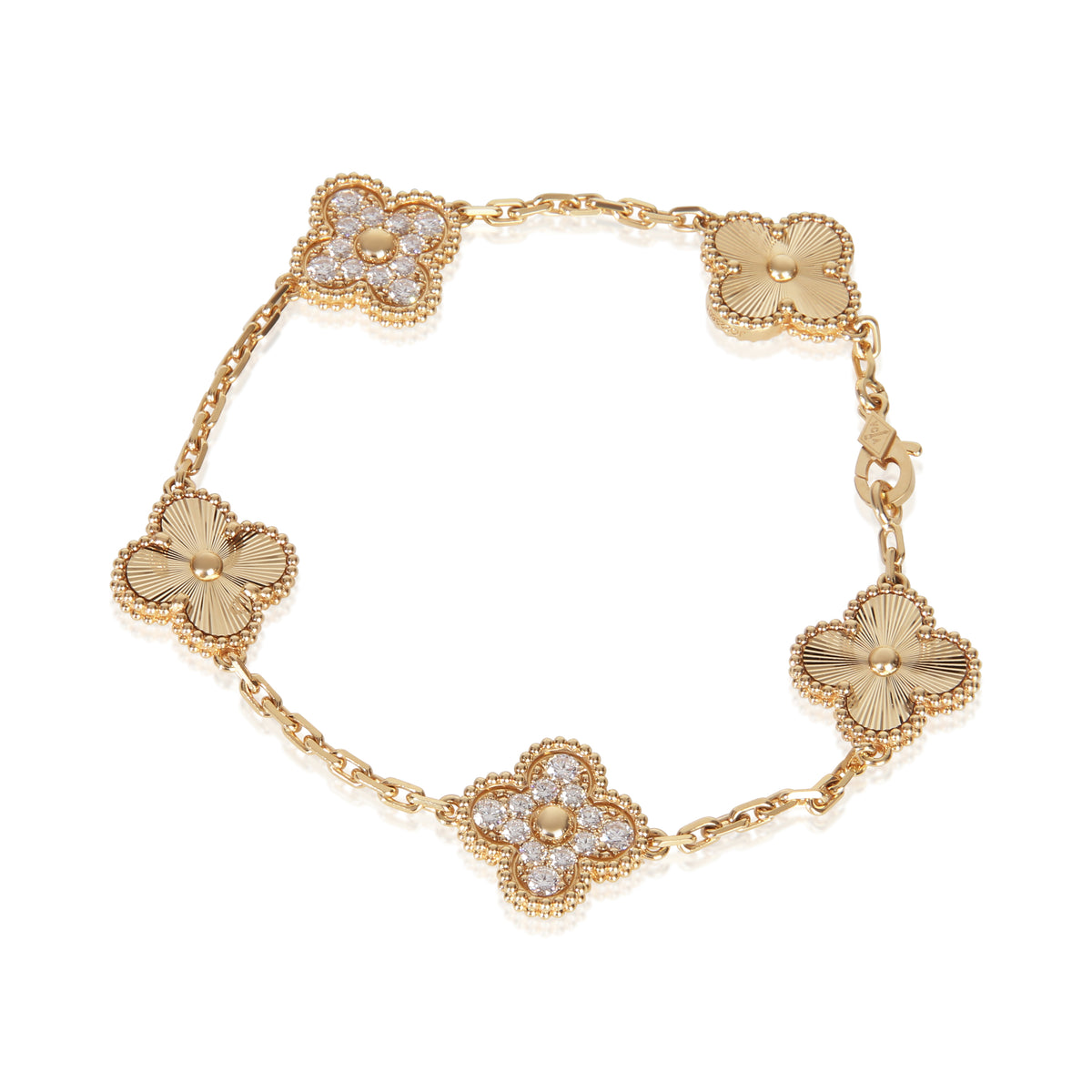 Van Cleef & Arpels Yellow Gold Diamond Vintage Alhambra Bracelet sv