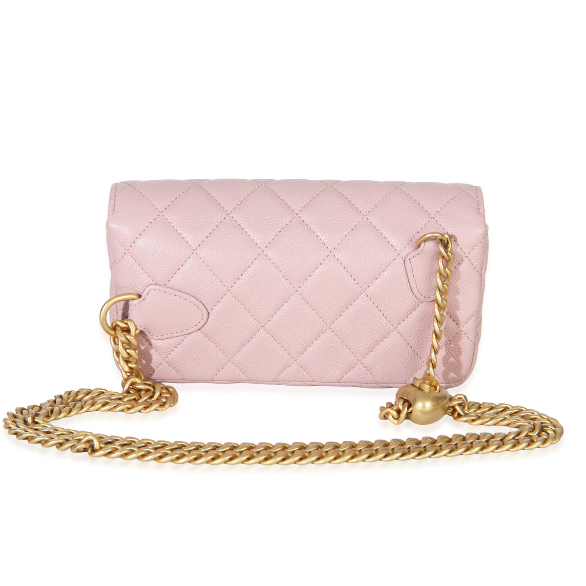 Chanel Light Pink Quilted Caviar Sweetheart Phone Holder With Chain Handbag Handbag bv