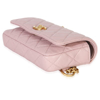 Chanel Light Pink Quilted Caviar Sweetheart Phone Holder With Chain Handbag Handbag box