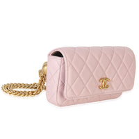 Chanel Light Pink Quilted Caviar Sweetheart Phone Holder With Chain Handbag Handbag pv