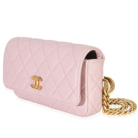 Chanel Light Pink Quilted Caviar Sweetheart Phone Holder With Chain Handbag Handbag sv