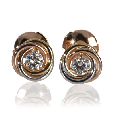 Cartier 3 Tone Gold Diamond Trinity Stud Earrings fv