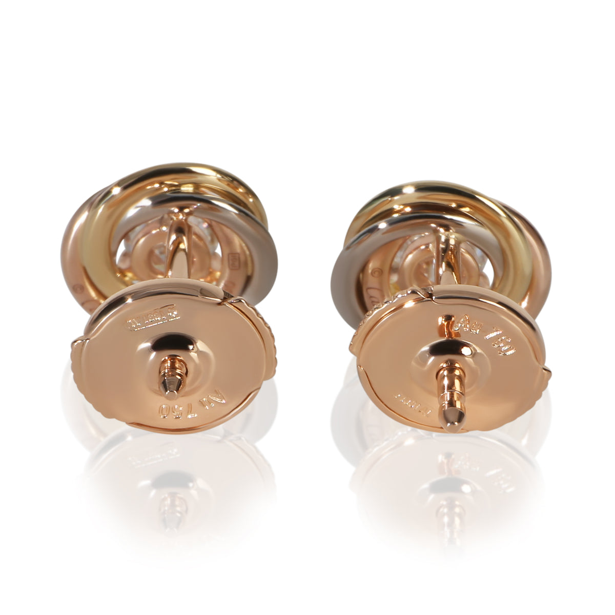 Cartier 3 Tone Gold Diamond Trinity Stud Earrings pv