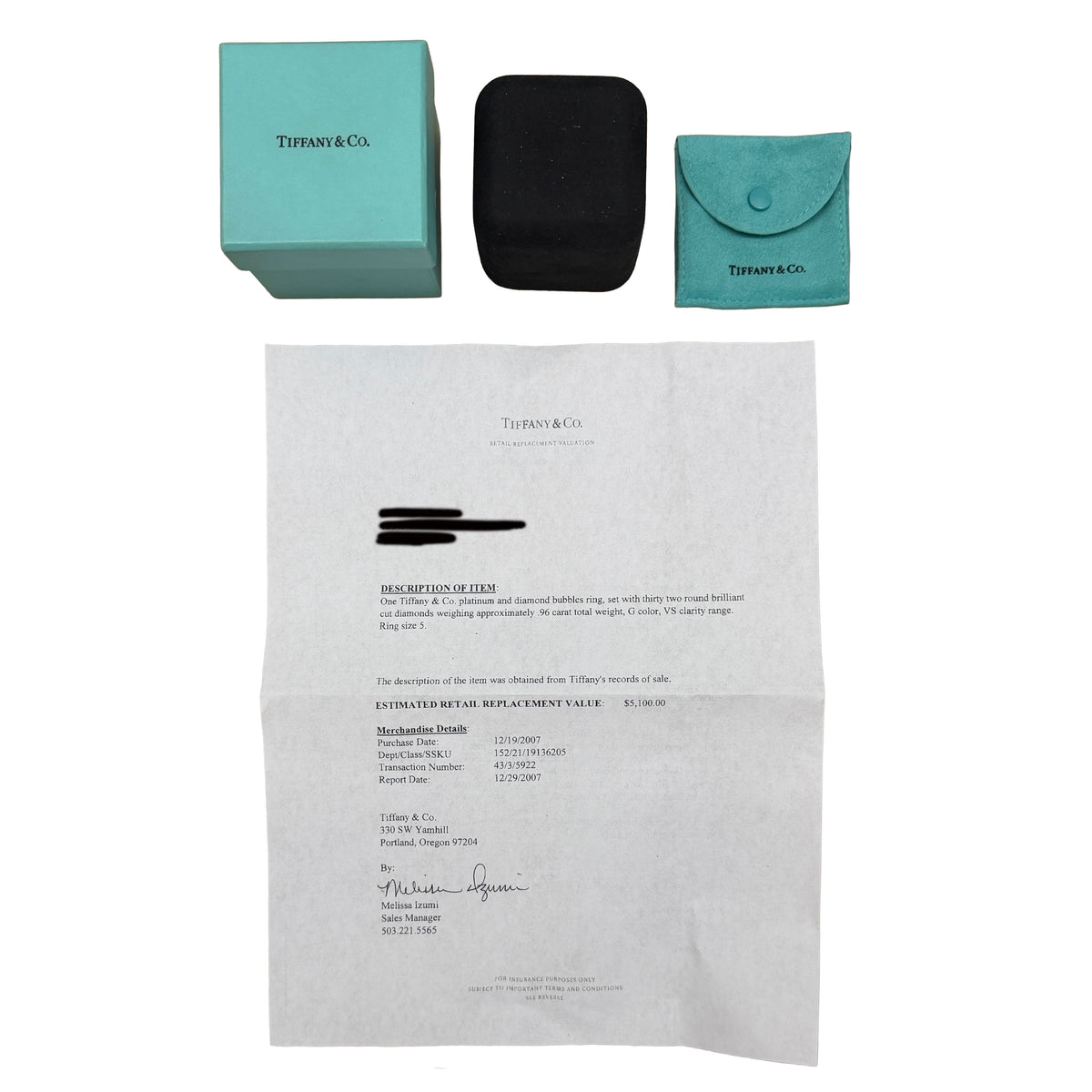 Tiffany & Co. Platinum Diamond Bubbles Band box