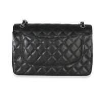 Chanel Black Quilted Caviar Jumbo Double Flap Bag Handbag pv