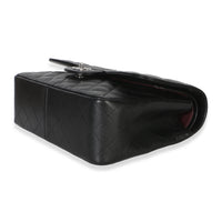 Chanel Black Quilted Caviar Jumbo Double Flap Bag Handbag stamp