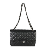 Chanel Black Quilted Caviar Jumbo Double Flap Handbag Handbag clasp