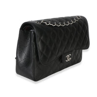Chanel Black Quilted Caviar Jumbo Double Flap Handbag Handbag sv