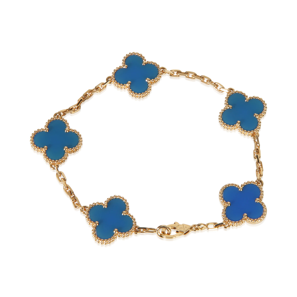 Van Cleef & Arpels Yellow Gold Agate Vintage Alhambra Bracelet pv
