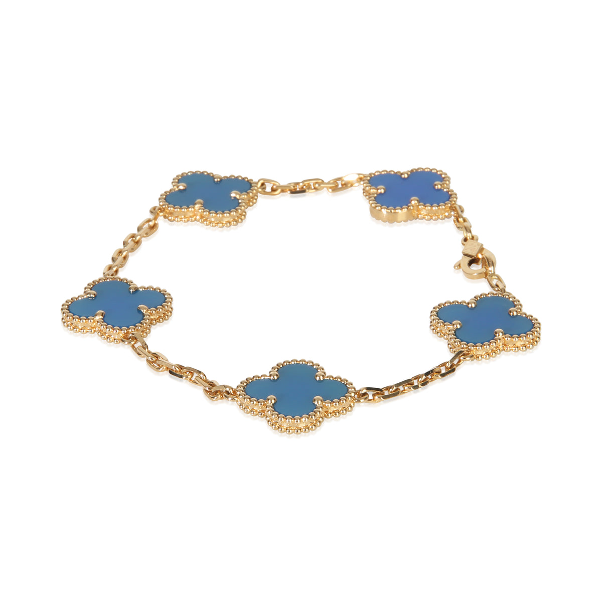 Van Cleef & Arpels Yellow Gold Agate Vintage Alhambra Bracelet sv