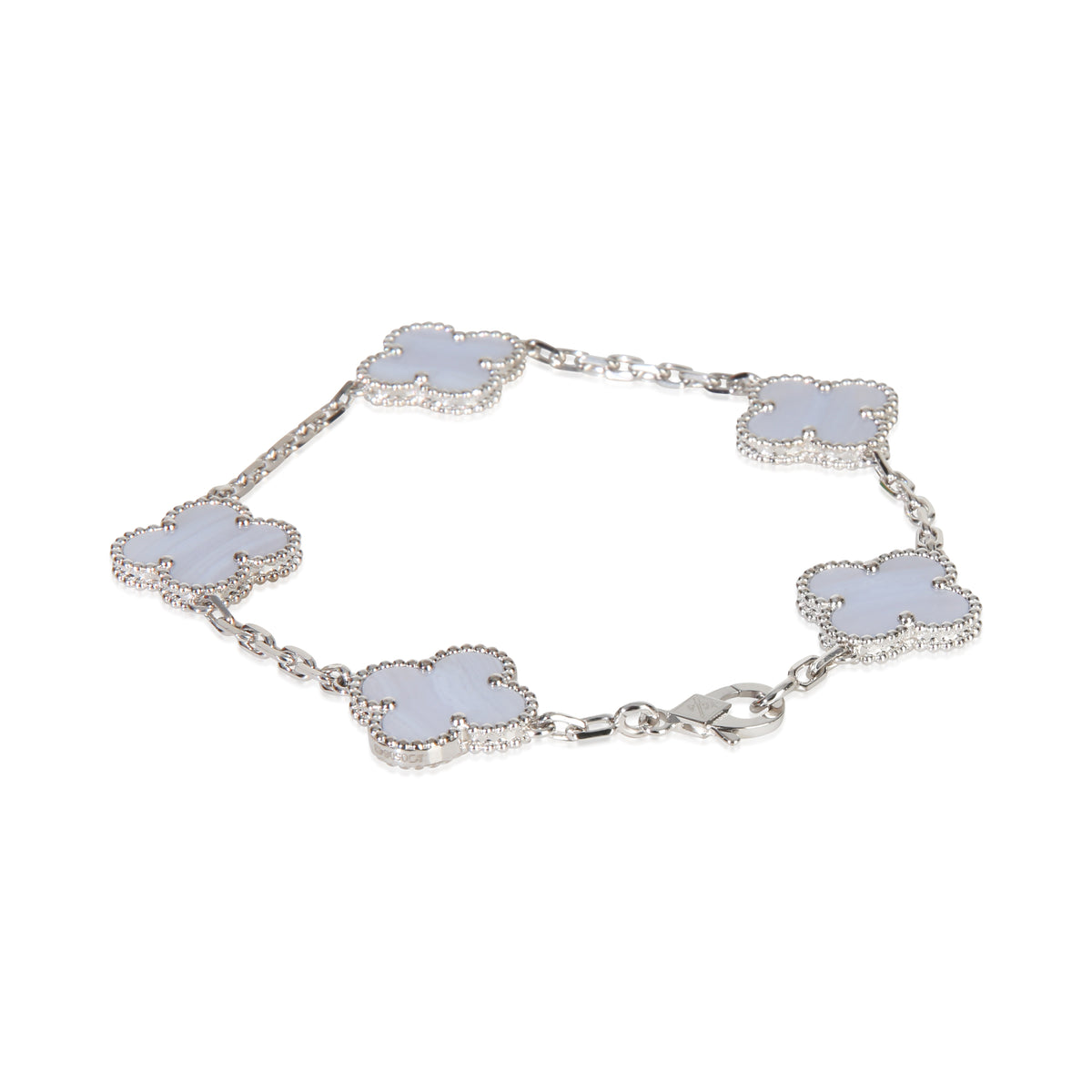 Van Cleef & Arpels White Gold Chalcedony Vintage Alhambra Bracelet pv