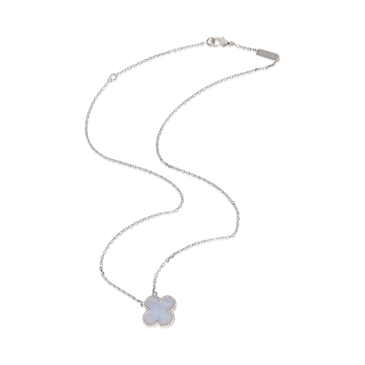Van Cleef & Arpels White Gold Chalcedony Vintage Alhambra Pendant bv